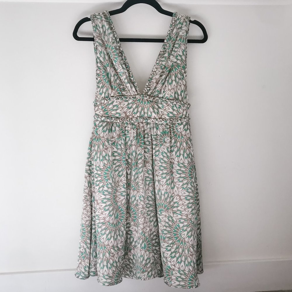 NWT BGBGeneration Multicolor Satin V-Neck Dress with Braided Trim